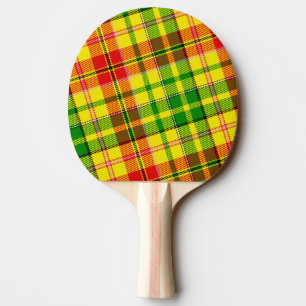 Pala De Ping Pong Diseño de cuadros escoceses amarillo rojo verde