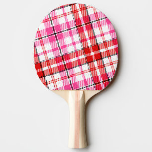 Pala De Ping Pong Diseño de cuadros escoceses blancos rojos y rosado