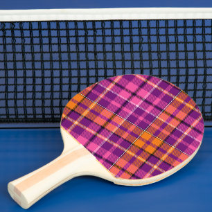 Pala De Ping Pong Diseño de cuadros escoceses de color púrpura rosa