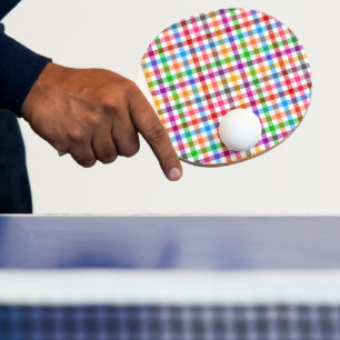Pala De Ping Pong Diseño de cuadros escoceses de gingham de arcoíris