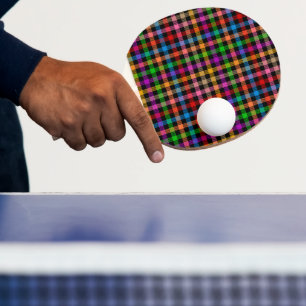 Pala De Ping Pong Diseño de cuadros escoceses de gingham de arcoíris