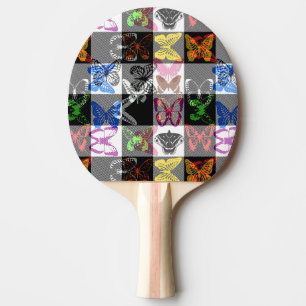 Pala De Ping Pong Diseño de cuadros escoceses de mariposa colorida