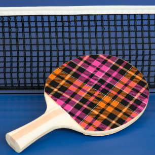 Pala De Ping Pong Diseño de cuadros escoceses naranja rosa negro
