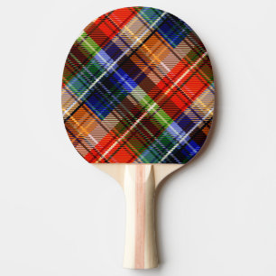 Pala De Ping Pong Diseño de Cuadros Escoceses Rojo Azul Verde Amaril
