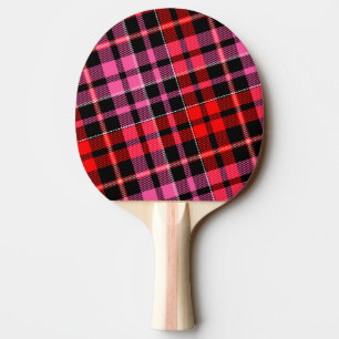Pala De Ping Pong Diseño de cuadros escoceses rojo negro y rosa