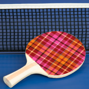 Pala De Ping Pong Diseño de cuadros escoceses rojo rosa naranja