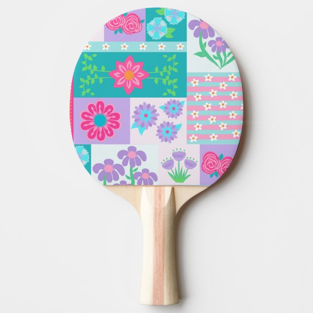 Pala De Ping Pong Diseño de flores vibrantes en flor (Anverso)