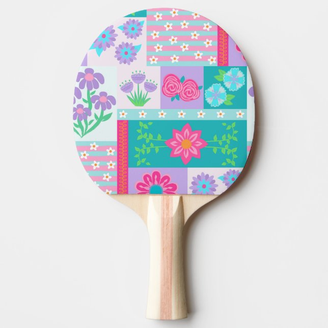 Pala De Ping Pong Diseño de flores vibrantes en flor (Anverso)