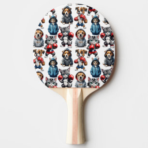 Pala De Ping Pong Diseño de gatos y perros de dibujos animados
