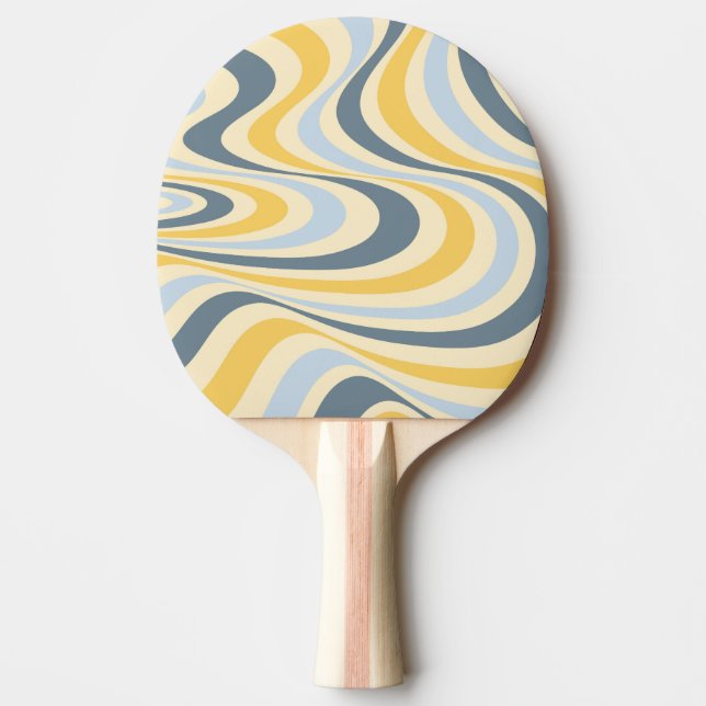 Pala De Ping Pong Diseño de giro abstracto amarillo y azul (Anverso)
