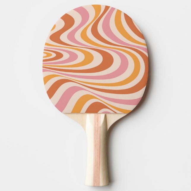 Pala De Ping Pong Diseño de giro abstracto rosa y naranja (Anverso)