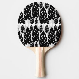 Pala De Ping Pong Diseño de hojas blancas y negras