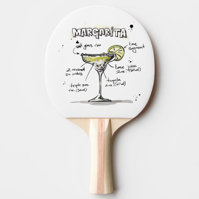 Pala De Ping Pong Diseño de la receta de bebida de Margarita (Anverso)