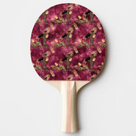 Pala De Ping Pong Diseño de la serie Leopardo Burgundy y Gold 10