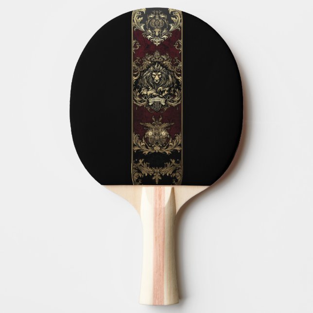 Pala De Ping Pong Diseño de León de Oro Ornate (Anverso)