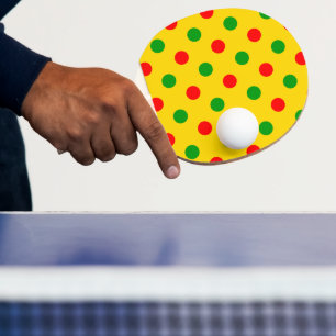 Pala De Ping Pong Diseño de lunares amarillos rojos y verdes
