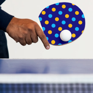 Pala De Ping Pong Diseño de lunares azul marino amarillo cian