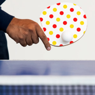 Pala De Ping Pong Diseño de lunares blancos rojos amarillos 