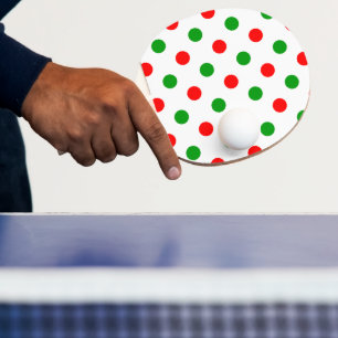 Pala De Ping Pong Diseño de lunares blancos rojos y verdes