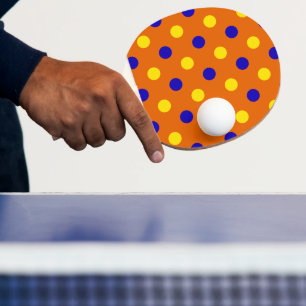 Pala De Ping Pong Diseño de lunares naranja azul amarillo 