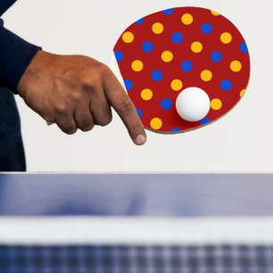 Pala De Ping Pong Diseño de lunares rojos azules y amarillos