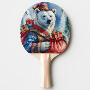 Pala De Ping Pong Diseño de Navidad de Santa Oso Polar