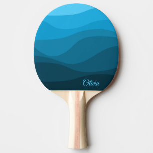 Pala De Ping Pong Diseño de olas de estilo retro océano ondulado azu