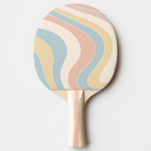 Pala De Ping Pong Diseño de olas Groovy de estilo retro en tonos pas