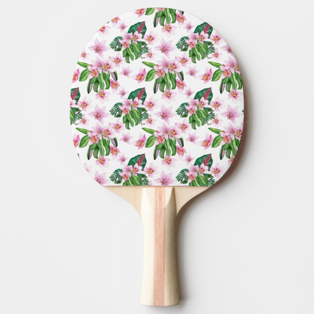 Pala De Ping Pong Diseño de orquídeas acuarelas 30 (Anverso)