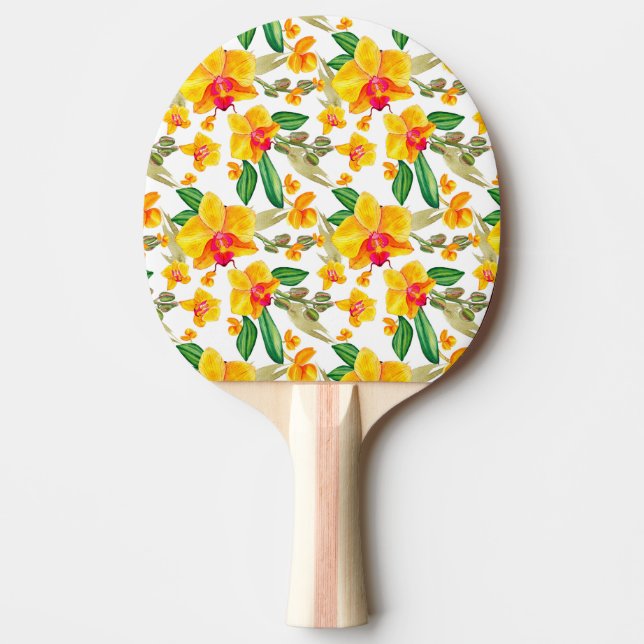 Pala De Ping Pong Diseño de orquídeas en acuarela 9   (Anverso)