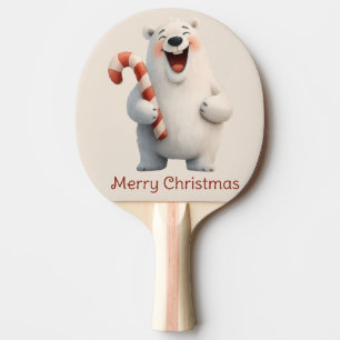 Pala De Ping Pong Diseño de oso polar lindo de Feliz Navidad
