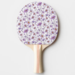 Pala De Ping Pong Diseño de patrón botánico de flor silvestre púrpur