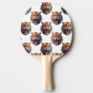 Pala De Ping Pong Diseño de patrón de cabeza de tigre - Blanco