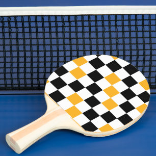 Pala De Ping Pong Diseño de patrón de cuadros amarillo negro y blanc