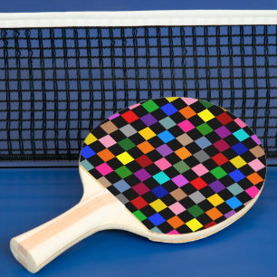 Pala De Ping Pong Diseño de Patrón de Cuadros Colorido Negro