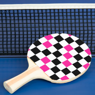 Pala De Ping Pong Diseño de patrón de cuadros rosa negro y blanco