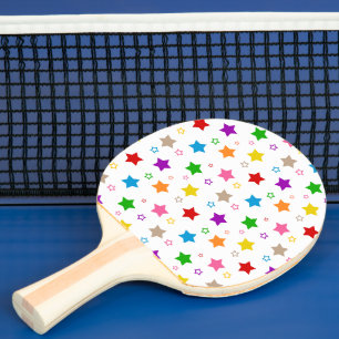 Pala De Ping Pong Diseño de patrón de estrellas coloridas blanco