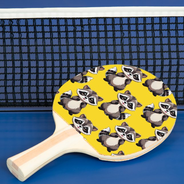Pala De Ping Pong Diseño de patrón de mapache amarillo (in situ)
