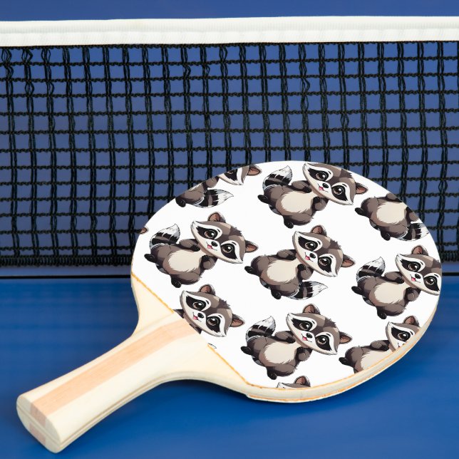 Pala De Ping Pong Diseño de patrón de mapache blanco (in situ)