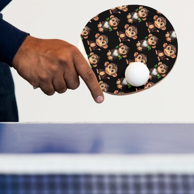 Pala De Ping Pong Diseño de patrón de mono negro (in situ)