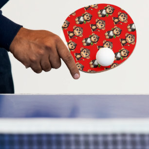 Pala De Ping Pong Diseño de patrón de mono rojo