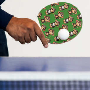 Pala De Ping Pong Diseño de patrón de mono verde