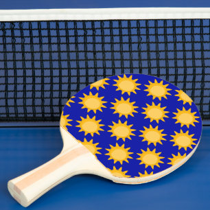 Pala De Ping Pong Diseño de patrón de sol sobre azul