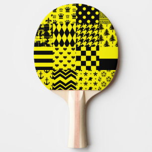 Pala De Ping Pong Diseño de patrones mixtos amarillos negros