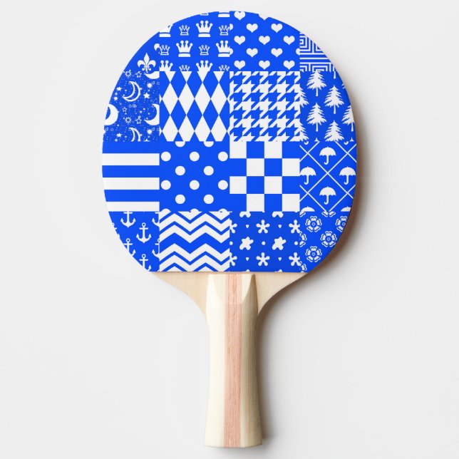Pala De Ping Pong Diseño de patrones mixtos azul blanco (Anverso)