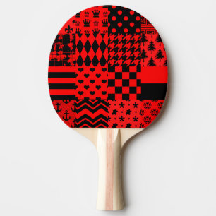 Pala De Ping Pong Diseño de patrones mixtos rojos negros