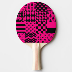 Pala De Ping Pong Diseño de patrones mixtos rosados negros