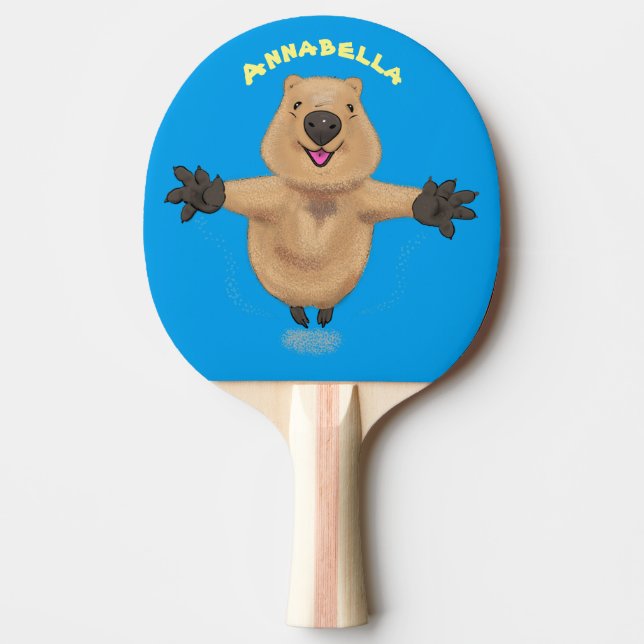 Pala De Ping Pong Diseño de personalizados de quokka saltando feliz (Anverso)