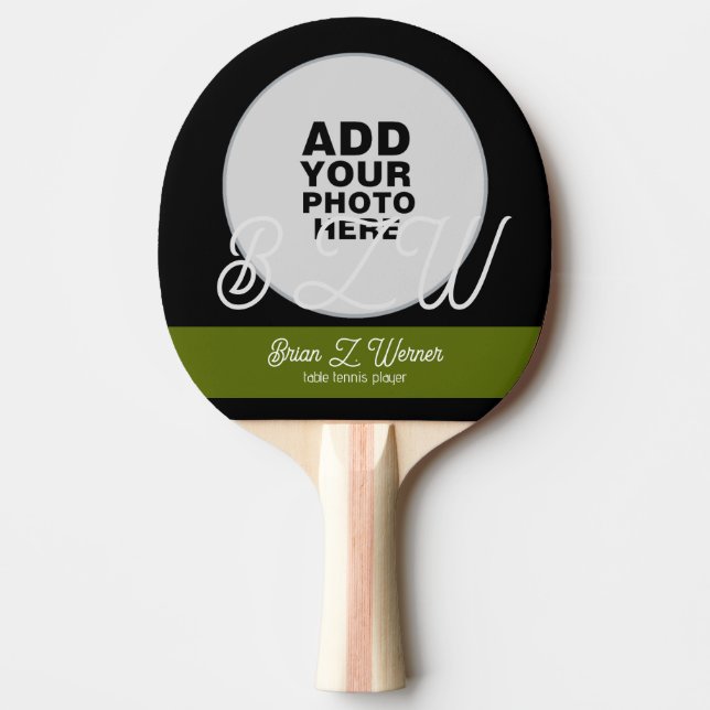 Pala De Ping Pong Diseño de Ping Pong Paddle con Nombre e Iniciales (Anverso)