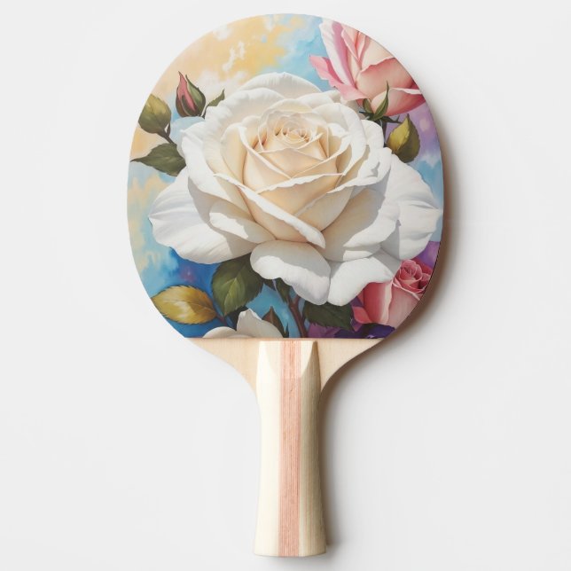Pala De Ping Pong Diseño de pintura Rose Bouquet (Anverso)